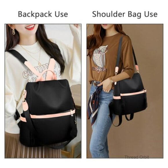 Anti-Theft Backpack Purse with Removable Strap, Water-Resistant Oxford Cloth